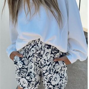 Floral navy and White Women's Shorts